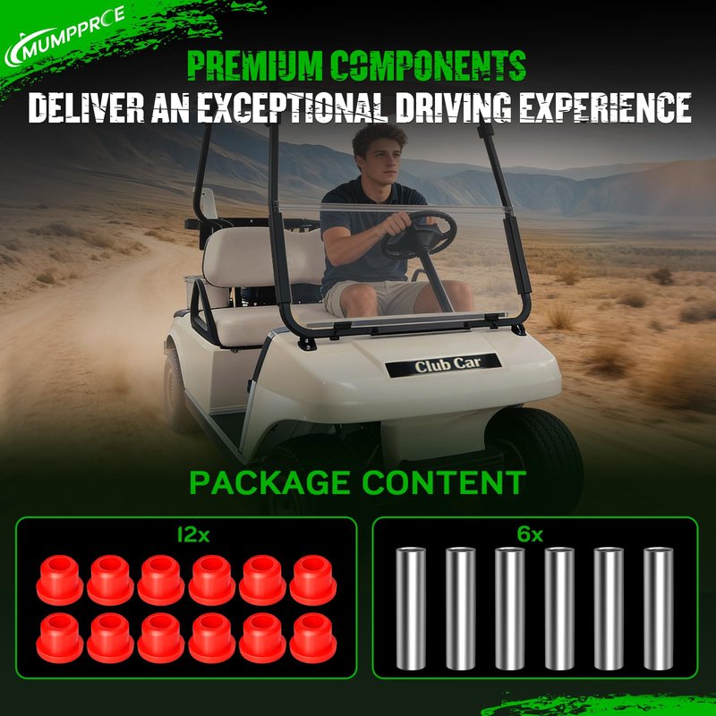 MUMPPRCE EZGO TXT Spring Bushing Kit, Golf Cart Rear Leaf Spring Polyurethane Bushing and Sleeves for EZGO TXT/Medalist (1994-up) & Club Car DS (1981-up), OEM# 70289-G02 70291-G01 14158-G1