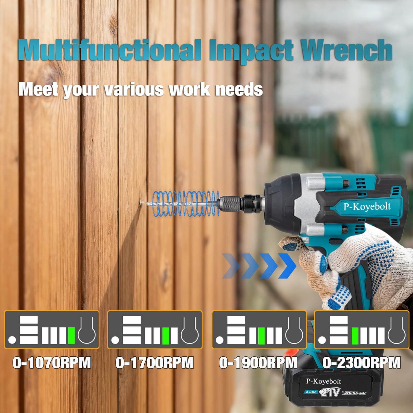 Cordless Impact Wrench, 740Ft-lbs (1000N.m) Electric Impact Gun driver, with 4-Mode Speed, 2 Battery & Charger, 5 Sockets 8 Drill 6 Screws, Power Impact Wrench Set for Car Home/Truck RV/Mower