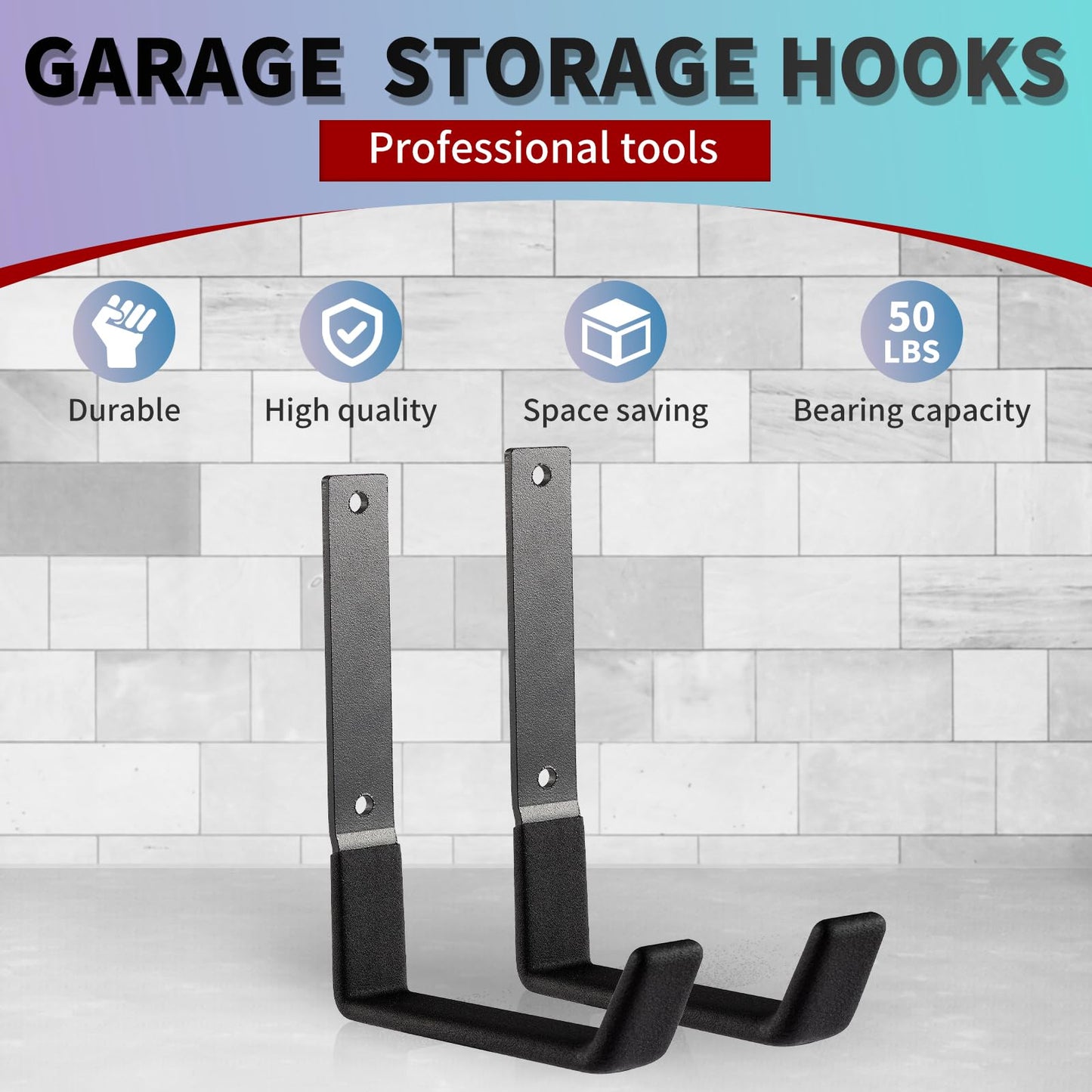 SINCHEEWAY Heavy Duty Wall Hooks, Utility Hooks, Tool Organizer - Large Steel U Hooks for Garage & Garden, Hose Hanger (2 Pack)