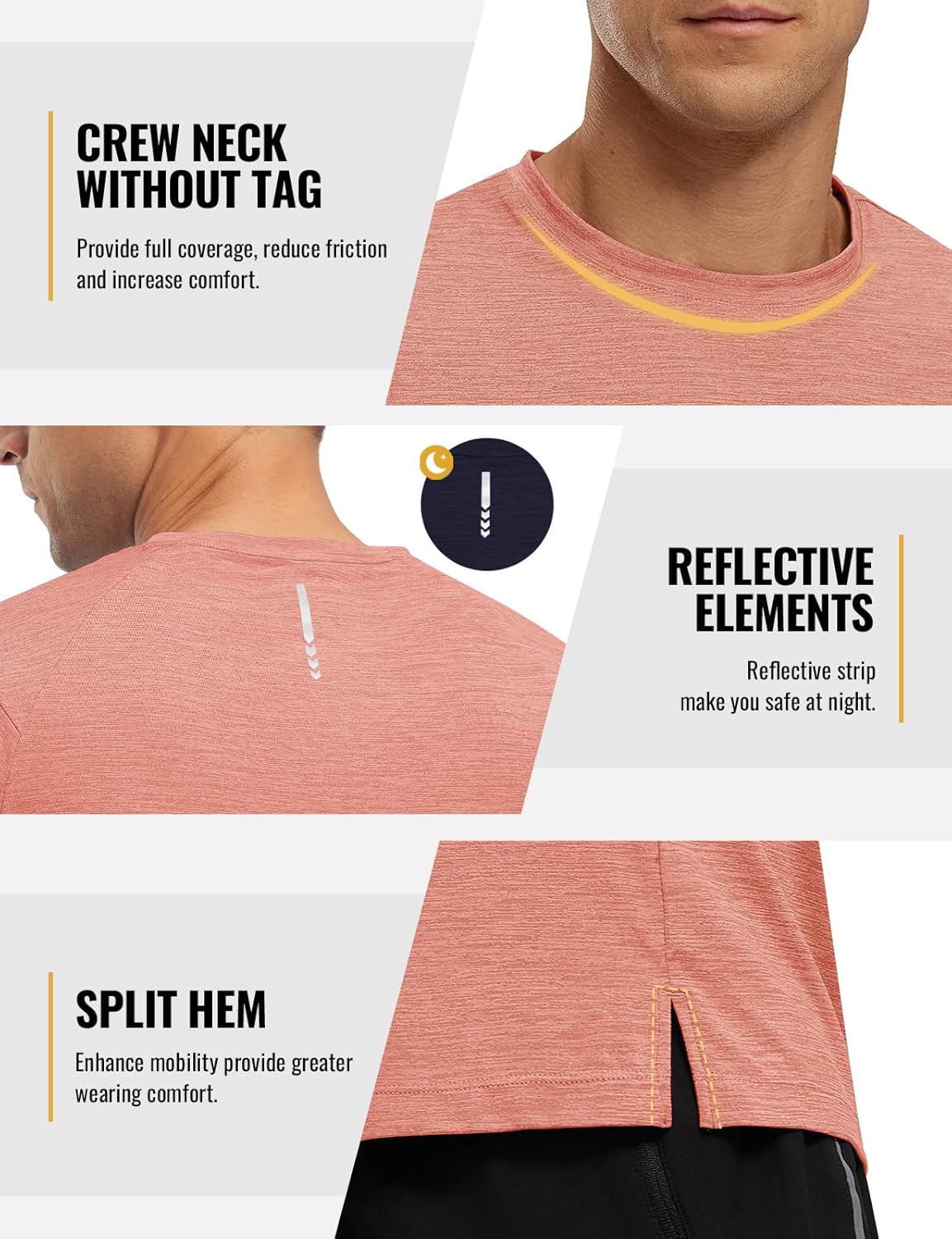 Rdruko Men's Dry Fit Workout Shirts - Moisture-Wicking Short Sleeve Athletic Tees | Gym & Running