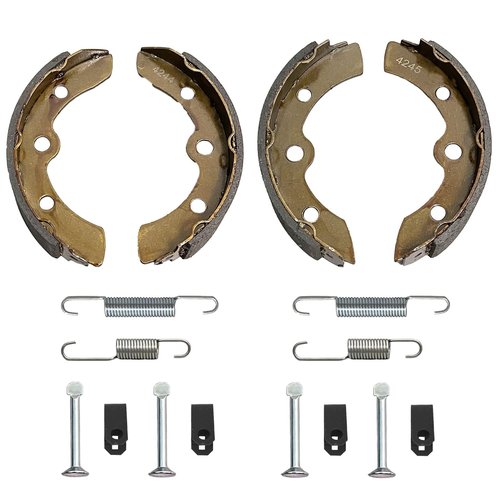 Golf Cart Club Car Brake Shoes Pads and Spring Kit for Club Car DS G&E 1995-Up (Automatic Adjust) and Precedent, Golf Cart Drum Brake Shoe Pads (2 Short & 2 Long) Replaces # 1018232-01,1018163-01