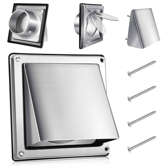 5 Inch Metal Dryer Vent Cover External Extractor Wall Vent Cushioned Stainless Steel Outdoor Dryer Vent Cover Outside Airflow Vent Replacement Hood