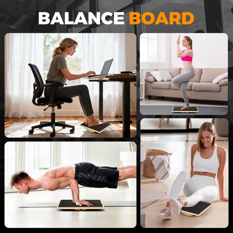 2-in-1 Wooden Balance Board with Adjustable Incline (15°–35°) – Slant Board & Calf Stretcher for Balance Training, Core Strength, and Ankle Mobility – Solid Wood, Non-Slip Surface, Ideal for Home Gym & Physical Therapy