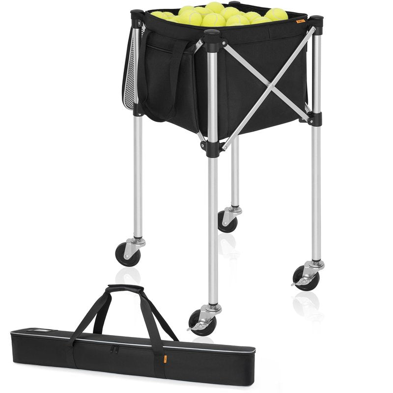 GYXZ Foldable Tennis Ball Cart Holds 180 Balls Wheeled Tennis Ball Hopper Sports Teaching Carts with Storage Bag, Light Auminum Alloy