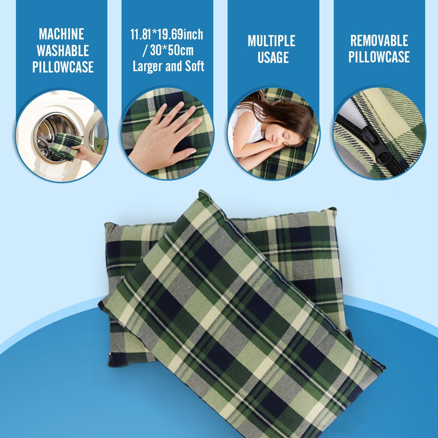 POEPORE Double Sleeping Bag Flannel for Adults with 2 Pillows 2 Person Sleeping Bags Camping XXL Queen Size Two Person Sleeping Bag for Cold Weather Green