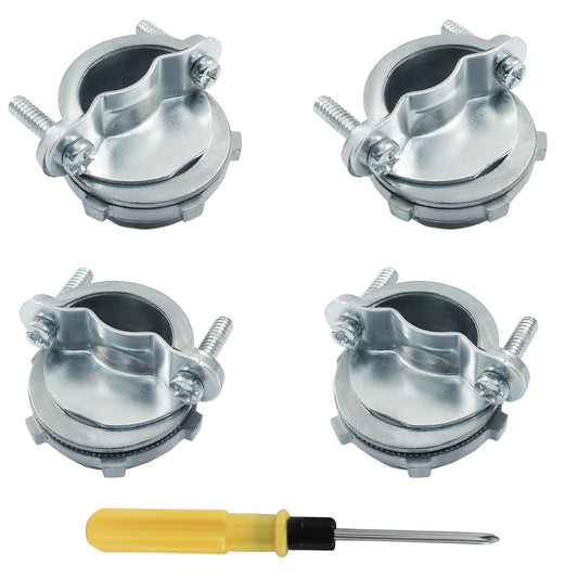 Kyuionty 4 Pcs 1 Inch Clamp Type Cable Connectors, Zinc Clamp Cable Connector Fittings for Metallic Conduit Protect Cables