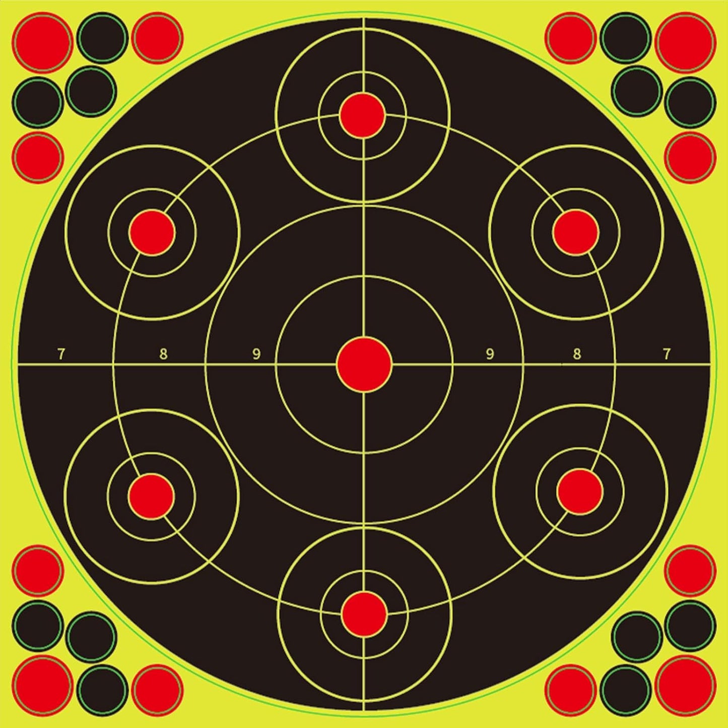 Reactive Fluorescent Shooting Targets by Splatter | 12x12” Adhesive Stickers with Repair Patches for Range Training