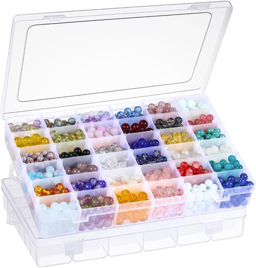 Clear Plastic Organizer Box by [Brand Name] - 36 Grids with Adjustable Dividers for Craft, Jewelry & Small Item Storage