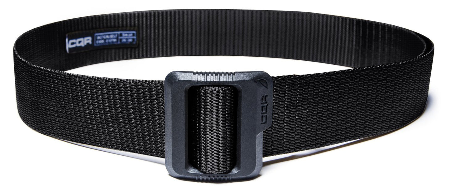 CQR Tactical Belt, Military Style Heavy Duty Belt, Webbing EDC Quick-Release Buckle, Flex Poly Black, Medium