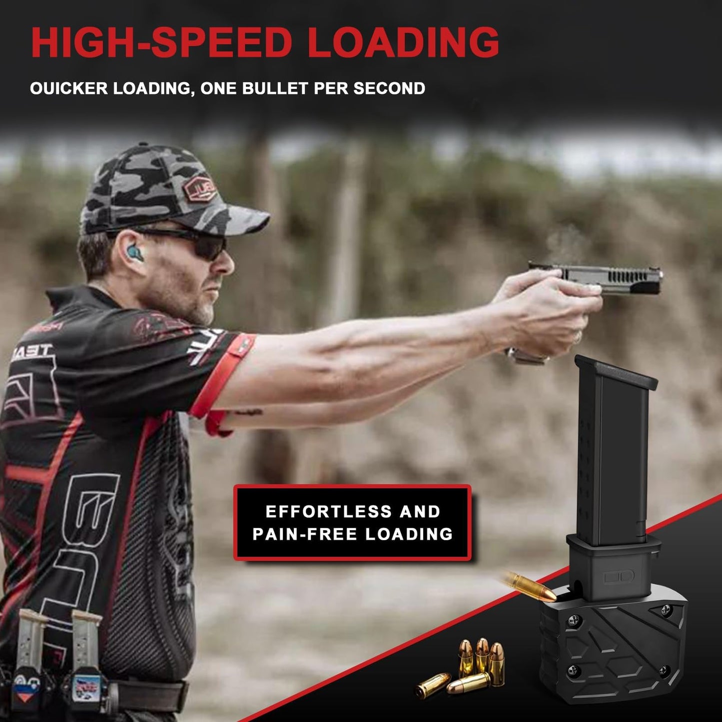 Naerza 9mm Speed Loader for Glock, Magazine Loader for 9mm/.40 S&W, Fast Easy Reloading, Hand-Safe Pain-Free Use, Fits Glock 17/18/19/22/23/24/26/27/34/35/45/47, Durable Portable