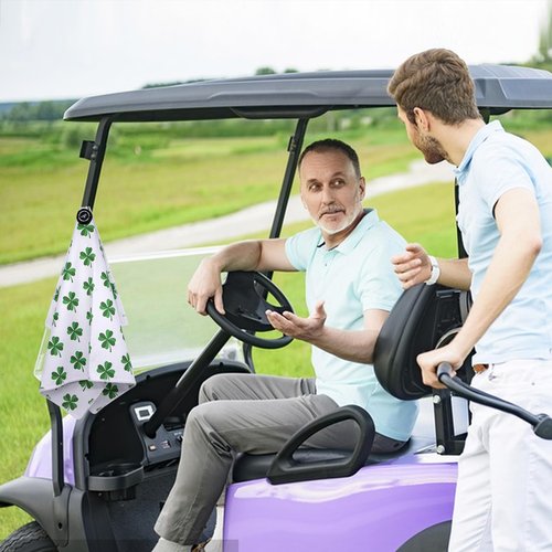 Aliennana Magnetic Golf Towel, Microfiber Waffle Design with Clip - Industrial Strength Magnet for Strong Hold to Golf Bags, Carts Clubs (Lucky Clover)