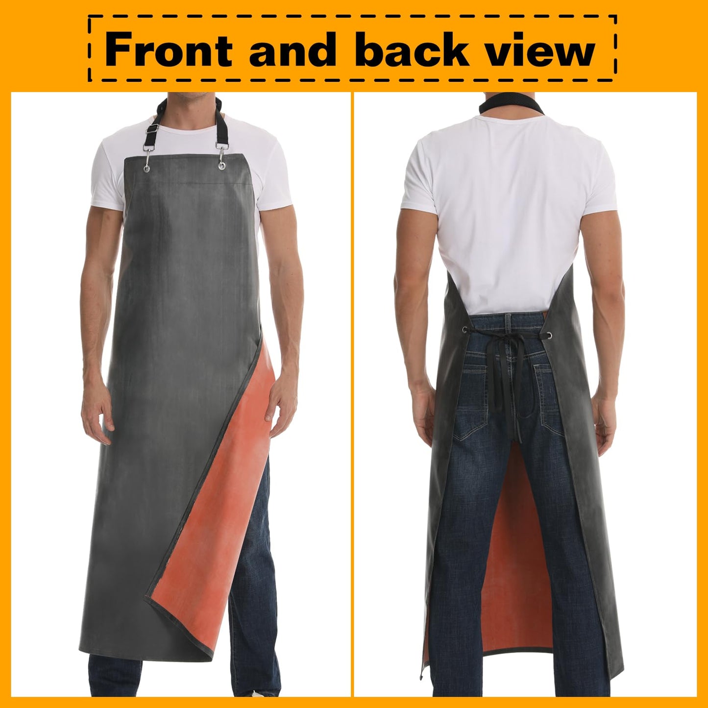 Homsolver Thick Rubber Waterproof Apron, Adjustable Heavy Duty Dishwashing Apron, Work Apron For Cooking, Cleaning Fish, Gardening, Lab Work, Butcher And Dog Grooming