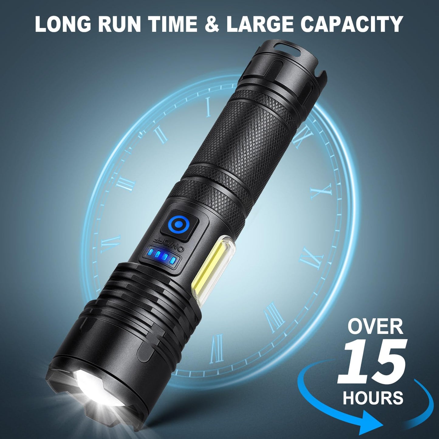 Cinlinso Rechargeable LED Flashlights High Lumens 2 Pack, 90000 Lumen Super Bright Flashlight, 7 Modes with COB Work Light, IPX7 Waterproof Powerful Flash Light for Home, Camping, Emergencies