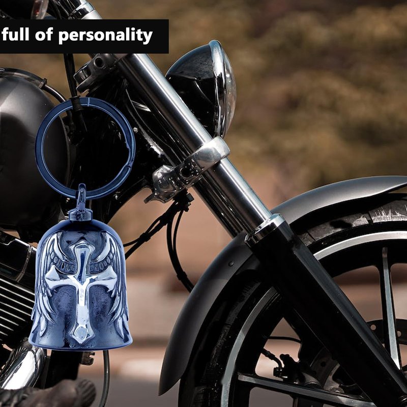 Motorcycle for Bells - Motorcycle Angel Bell for Men Women,Bell Biker Accessory,Guard Riding Safety (Cross Black) (Black Silver)