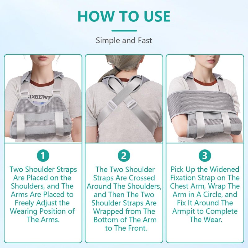 lefeke Arm Sling Shoulder Immobilizer for Women and Men - Breathable & Adjustable, Fit Left/Right Arm - Rotator Cuff Support Brace - Comfort Sling for Shoulder, Elbow, Wrist Recovery (Gray)