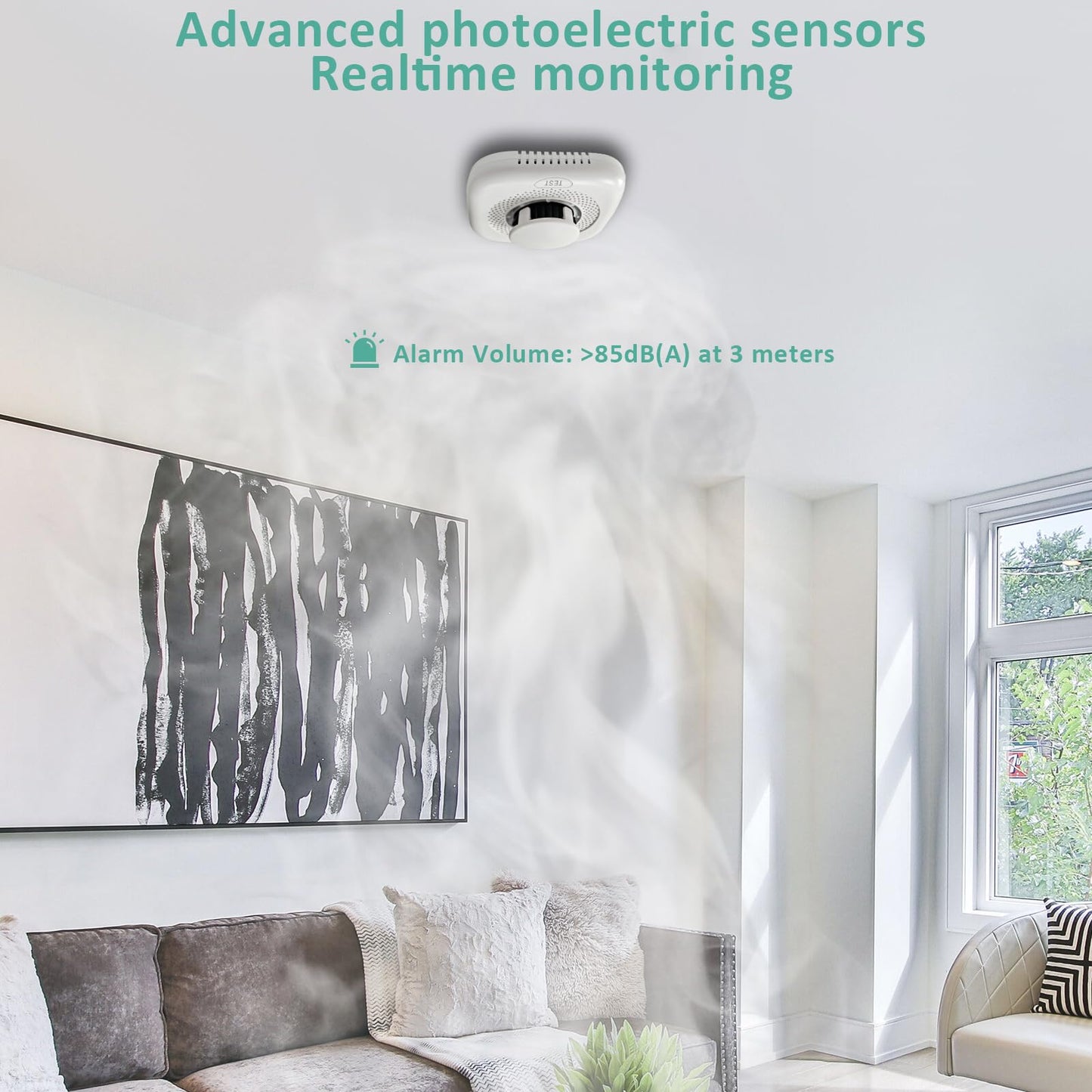 Optical Smoke Alarm with Advanced Photoelectric Technology,Battery Power Smoke Alarm Detector for Home with Test Button & Silence Button,1 Pack(Batteries NOT Included)