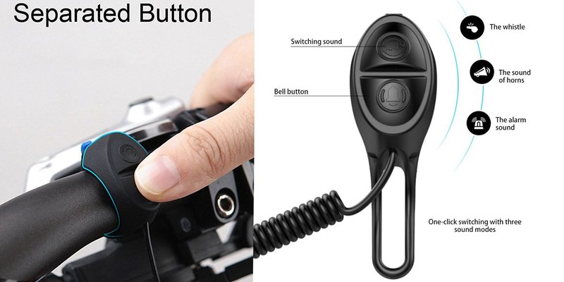 Electric Bike Horn USB Rechargeable Bicycle Bell 120 db Invisible Cycling Alarm Loud Horn Waterproof 3 Modes Alert Ring for Mountain/Road Bike Scooters Handlebar 22-31.8mm (Black)
