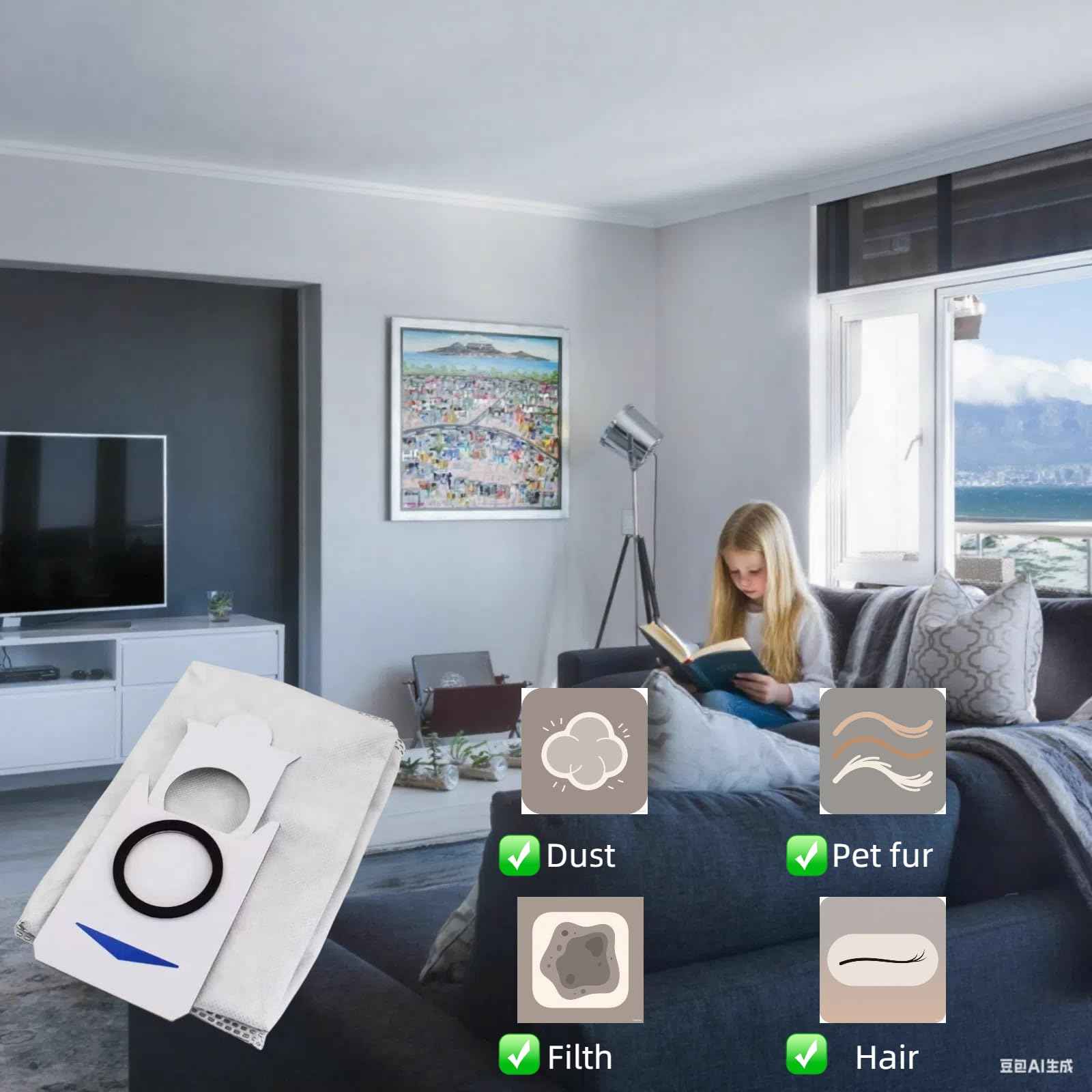 10 Pack Dust Bags Only Compatible With ECOVACS DEEBOT X2 COMBO / T30S COMBO / T30S COMBO COMPLETE Robot Vacuum Cleaner (Not Fit for Other T30 / T30s Models)