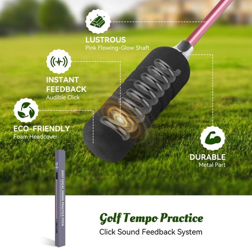 Golf Swing Trainer- Golf Grip and Tempo Trainer, Warm up Click Stick Golf Training Aid, Golf Speed Trainer, Rhythm Correction for Tempo & Wrist Angle, Portable Training Aid for Beginners to Pros
