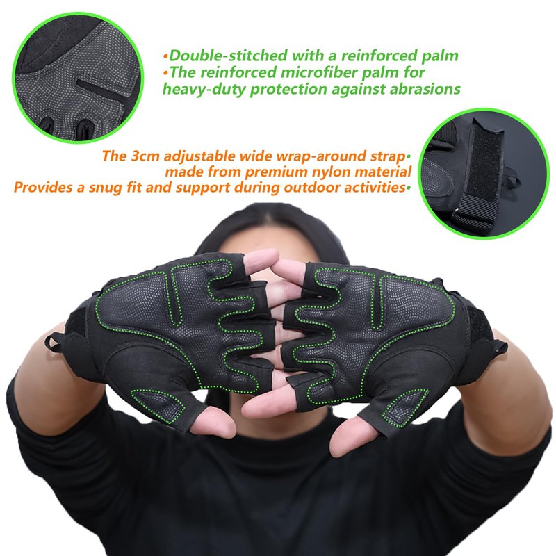 GCSIOM Tactical Fingerless Gloves Breathable, Non-Slip, Impact Resistant, Suitable for Outdoor Cycling, Motorcycle Riding, Rock Climbing (Black, X-Large)