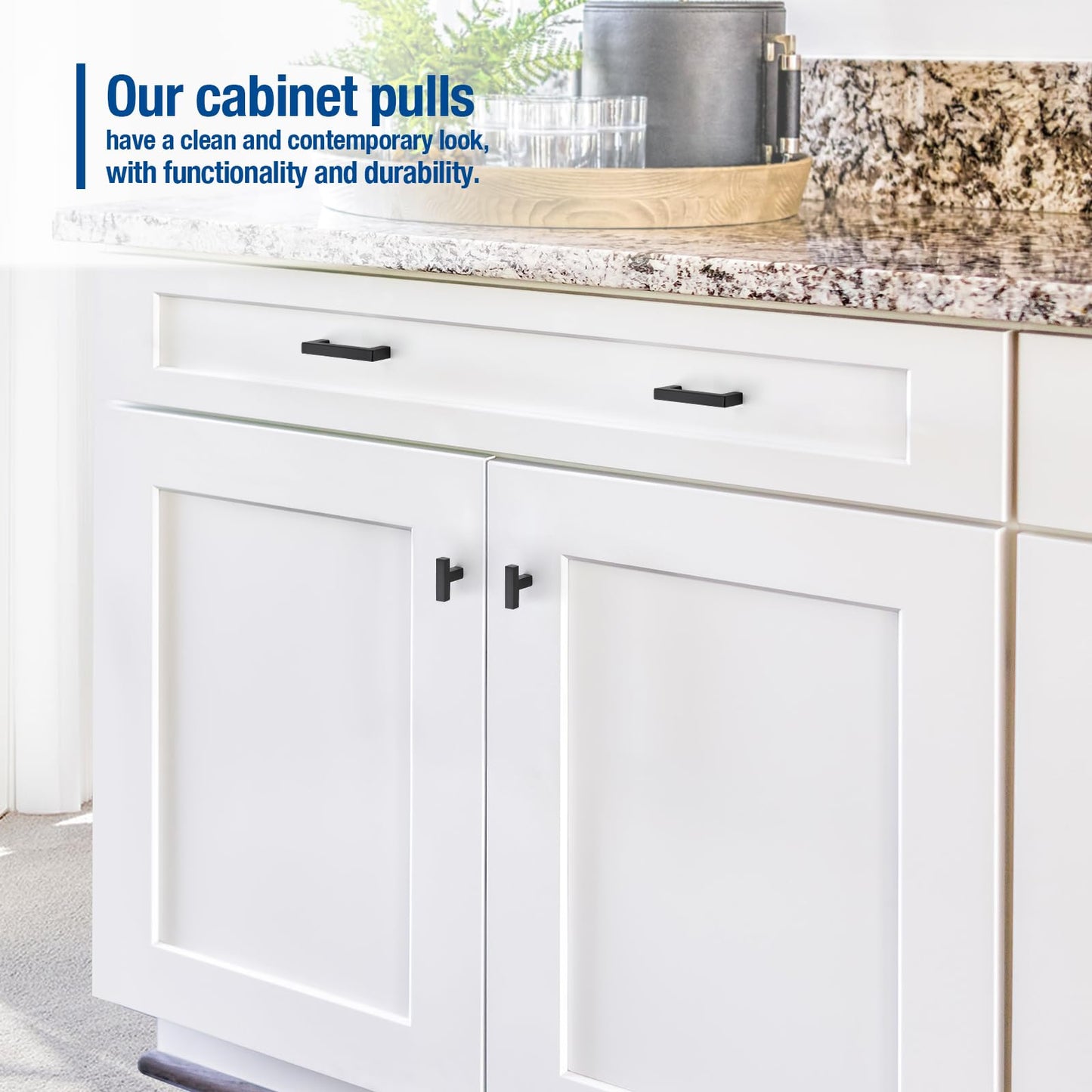 JOY DECOR 4 Pack Cabinet Knobs, Black Cabinet Handles, 2 Inch Kitchen Knobs, Single Hole Drawer Hardware for Dresser Drawers