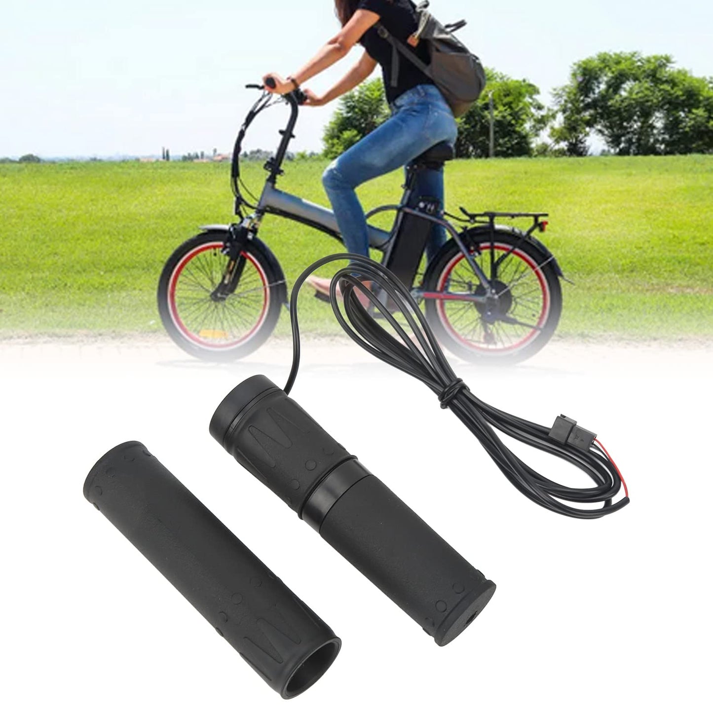 Electric Bike Throttle, 22.2mm FT 158X Universal Fit for 12V to 72V E Bikes Easy Install Replacement Twist Grip for Mountain Bike and E Bicycle Conversion