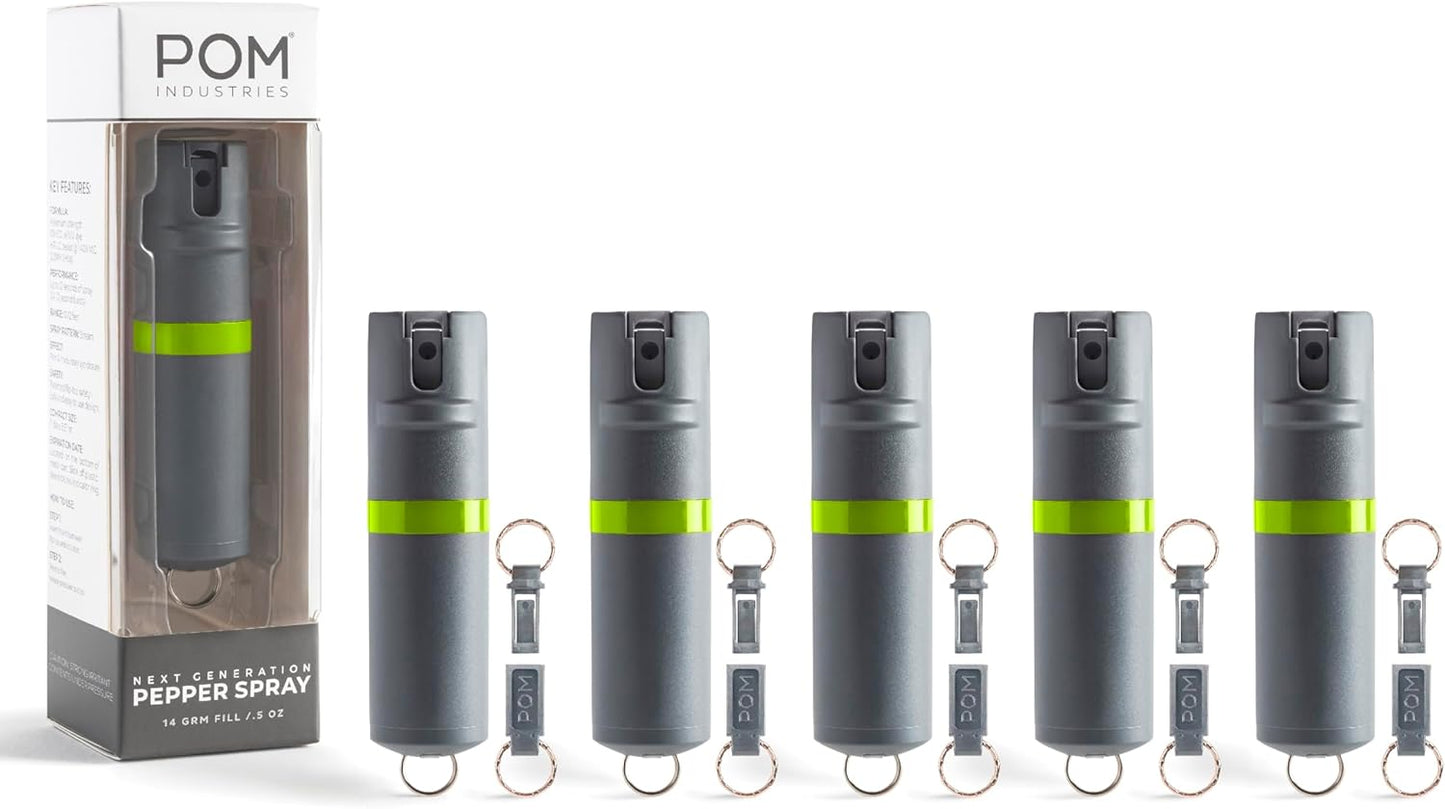 POM Pepper Spray Keychain - Maximum Strength OC Formula with UV Dye | Quick Release, 10 ft Range, 0.5 fl oz