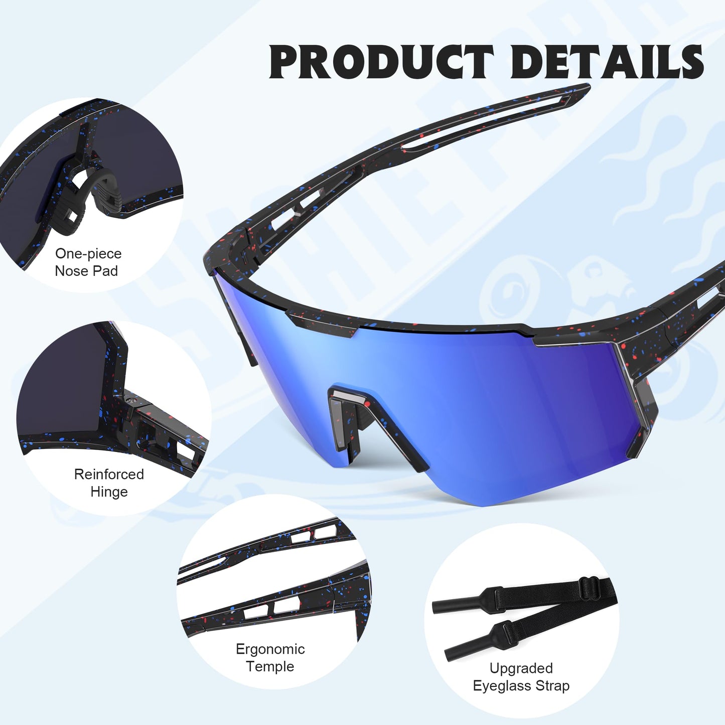 kunchu Kids Sunglasses Polarized - UV Protection Boys Youth Cycling Goggles Baseball Sunglasses with Glasses Strap