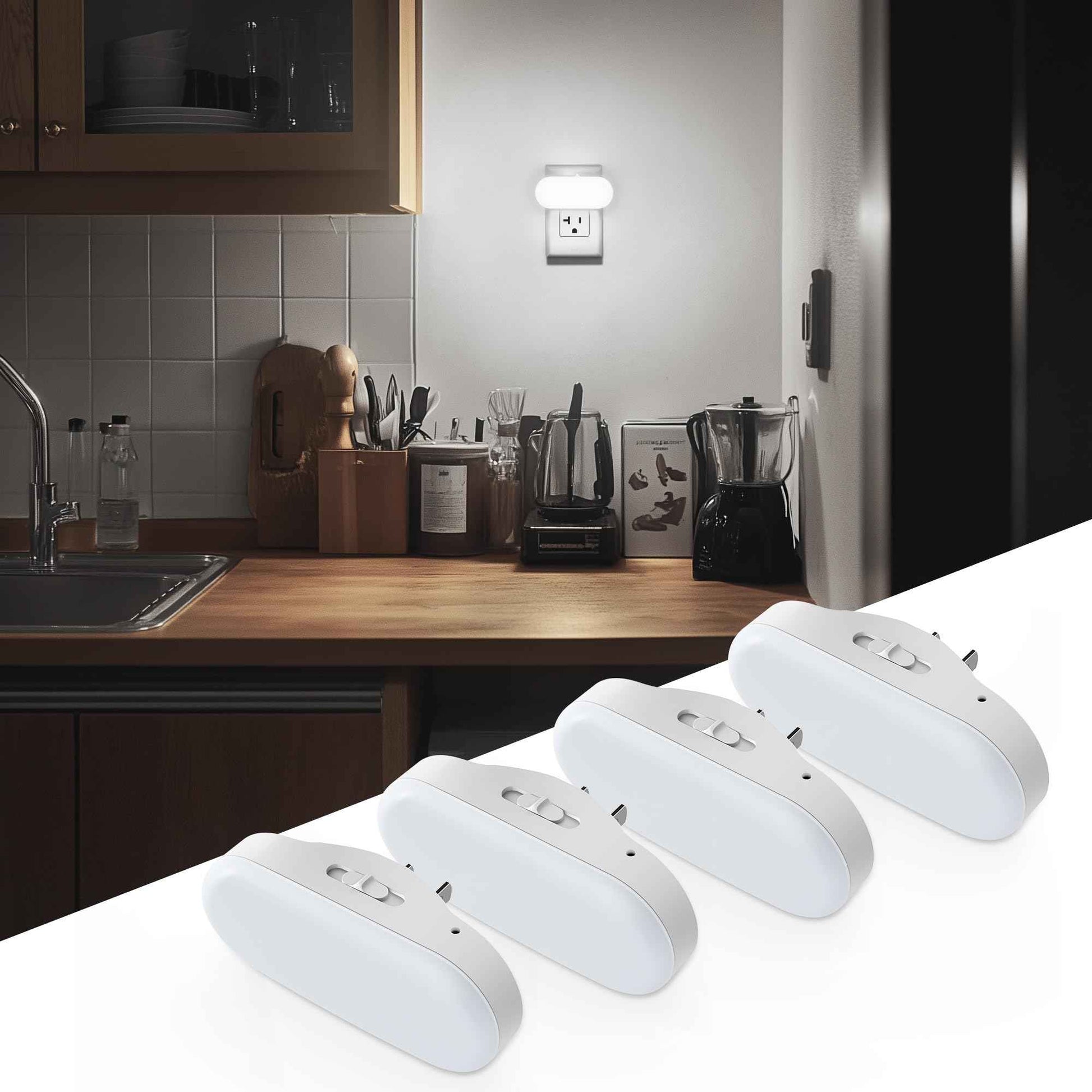 DORESshop Night Lights Plug into Wall Daylight White, Cute Dimmable Led Night Light, Dusk to Dawn Night Light 4 Packs for Kids Room, Bathroom, Stair