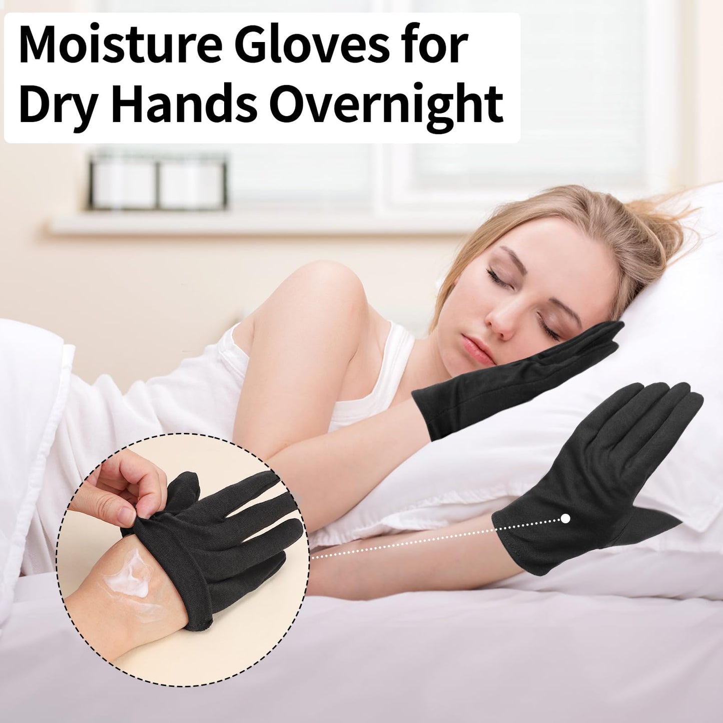 ENPOINT Touch Screen Gloves - 5 Pairs Black Cotton Gloves for Dry Hands Sleeping, Moisturizing, Coin Handling, Jewelry, Photography, Men and Women, Large