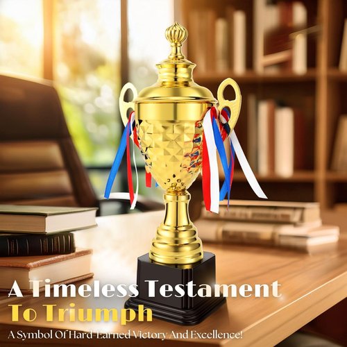 Flexzion Gold Trophy Award - Large Trophy Cup for Sports, Competitions & Celebrations | Perfect for Champions