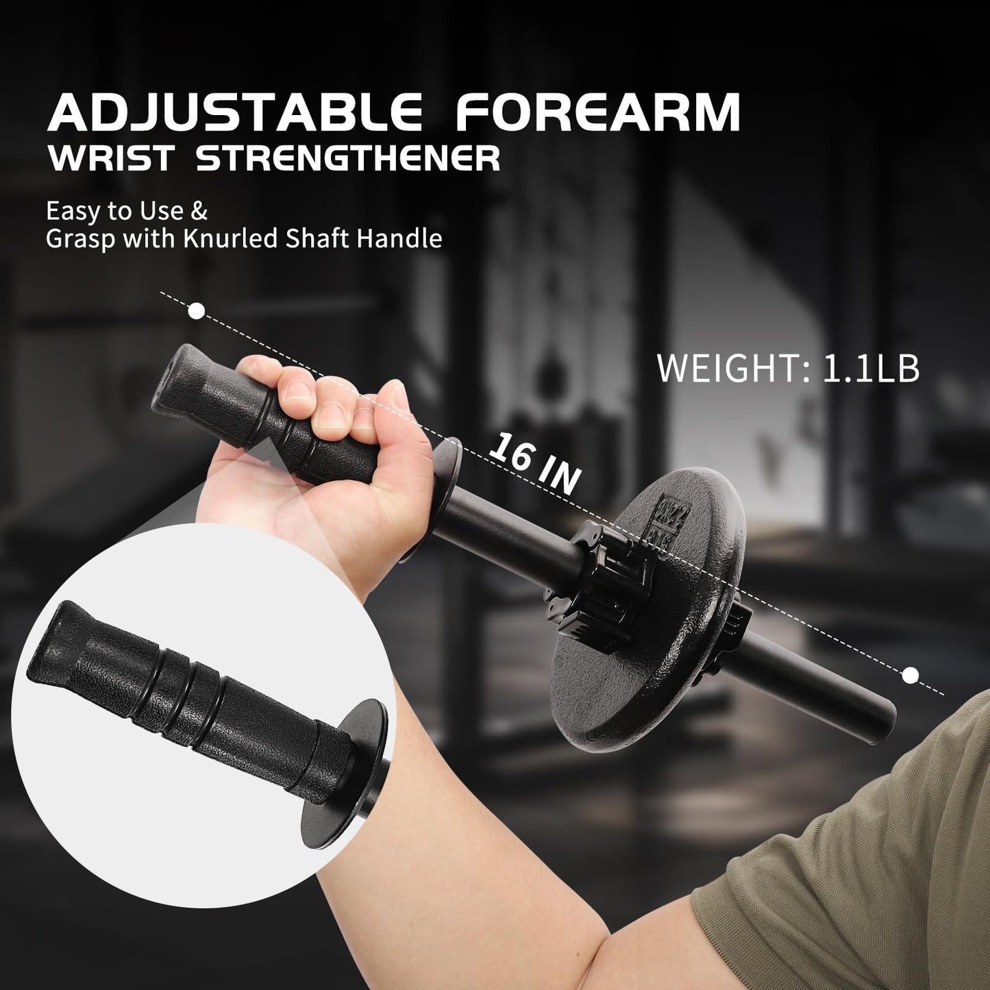 Forearm Strength Trainer Strengthener for 1in Standard Weight Plates, Forearm Exerciser & Wrist Exerciser Strengthener, Wrist Curl Bar