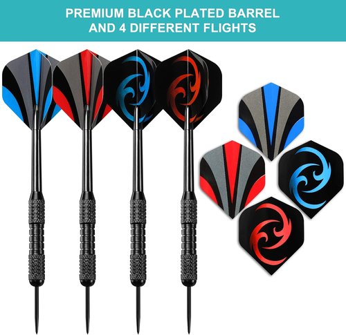 Accmor Steel Tip Darts Set - 12 Pack of 24g Professional Metal Darts for Ultimate Precision