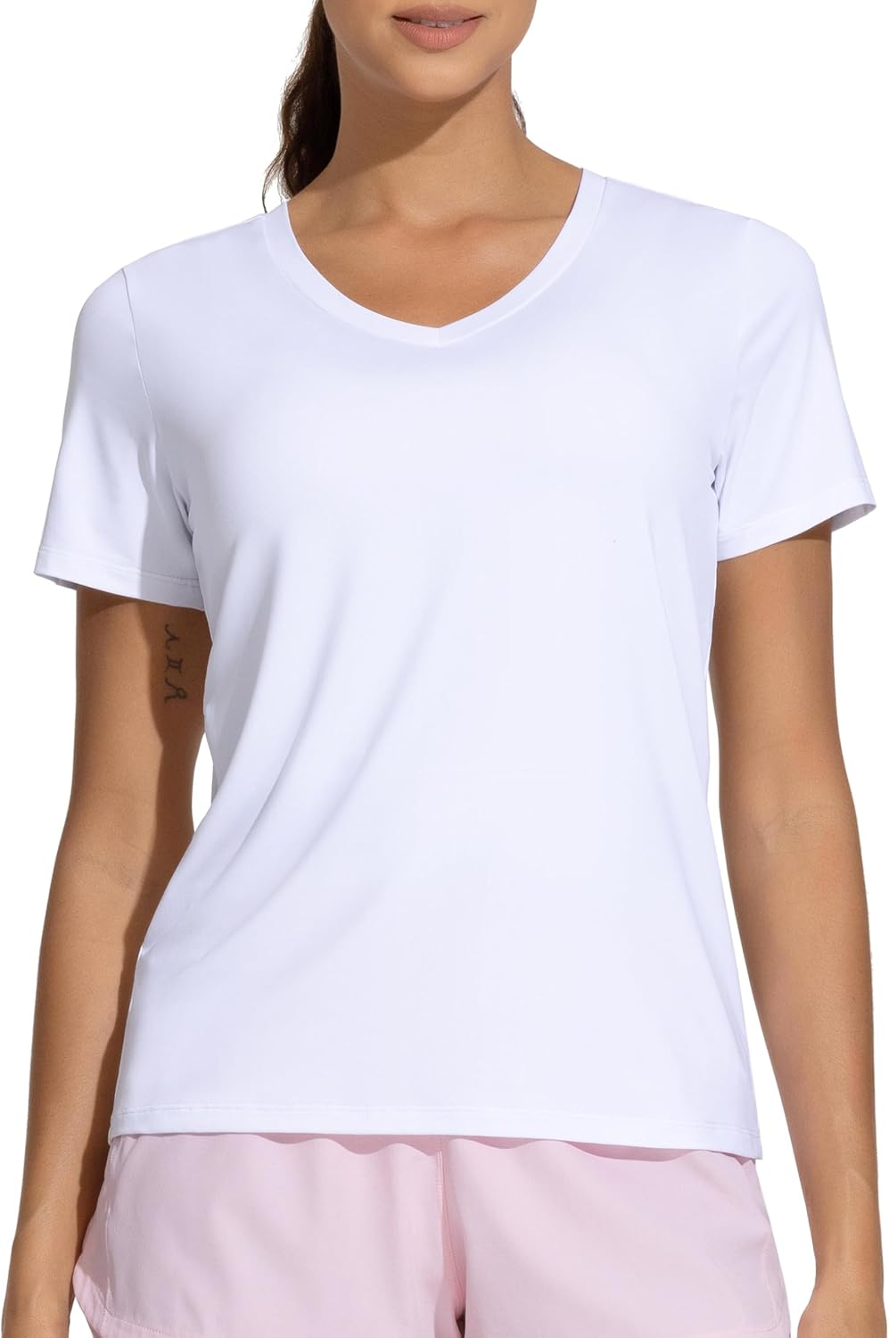 The Gym People Women's V-Neck Workout Shirts - Breathable Short Sleeve Yoga Tees | Athletic Fit