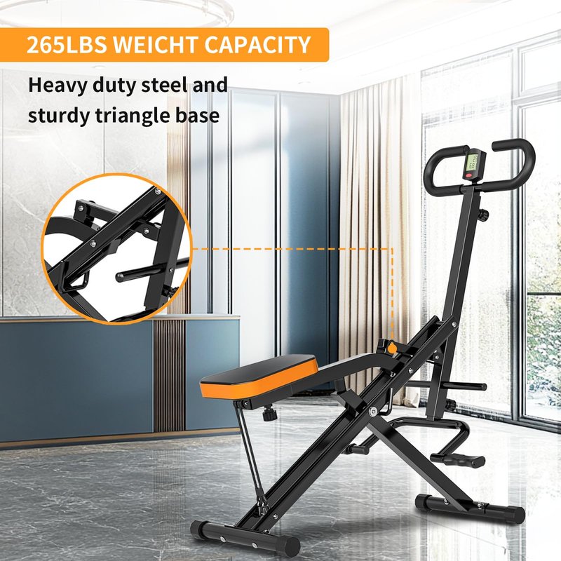 NAYSAYE Squat Assist Trainer, Squat Machines Rowing Machine with Adjustable Resistance Bands LCD Display, Foldable Exercise Trainer with 265LBS Loading Capacity for Home Office Black