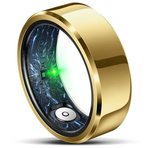 Smart Ring for Women Men,Fashion Minimalist Fitness Ring & Sleep Tracker Ring with Heart Rate,SPO₂,Blood Pressure,5ATM Waterproof Health Ring,No Subscription,Travel-Friendly Couple Gift(Size11,Gold)