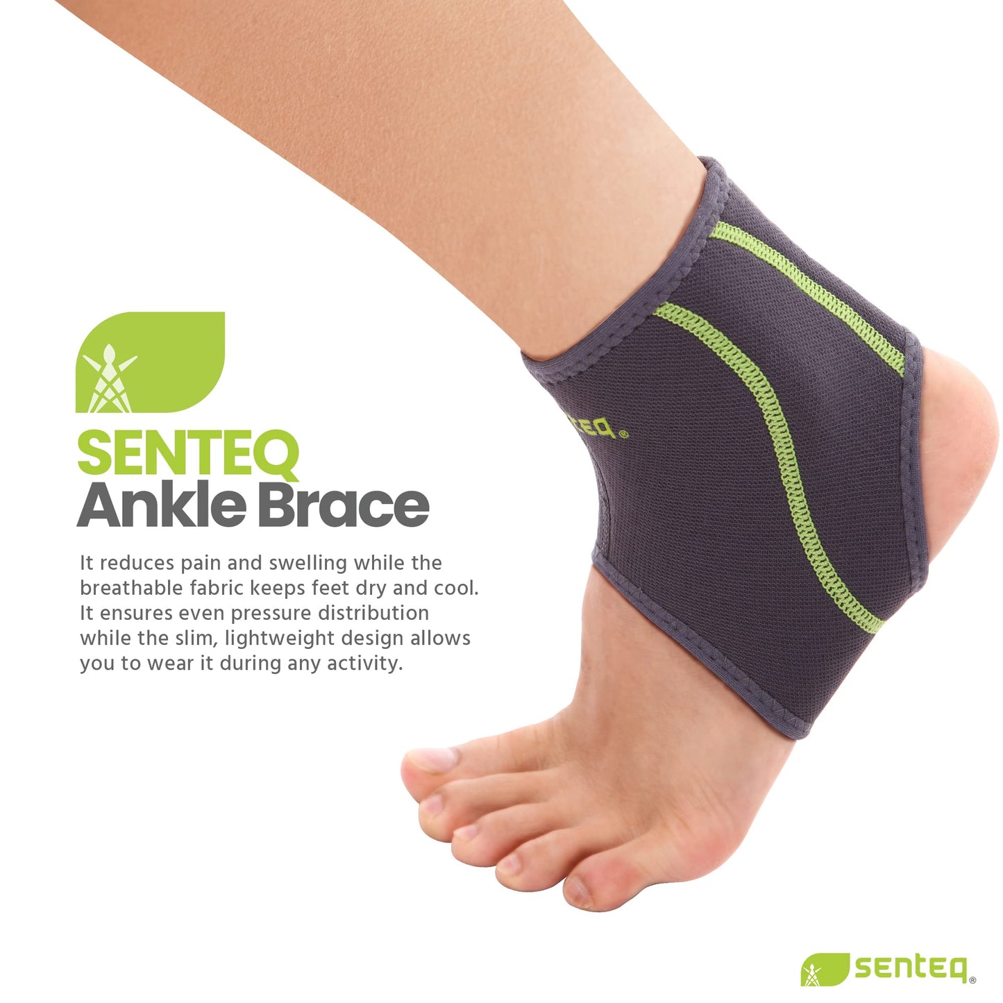 SENTEQ Ankle Brace for Men & Women- Compression Support for Sprained Ankles & Plantar Fasciitis, Elastic Neoprene Slim Sleeve for Jogging & Running, Ankle Stabilizer and Support for Walkers (X- Large)