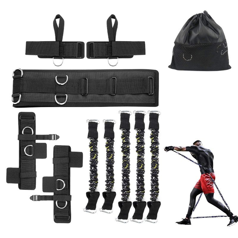 SFEEXUN Boxing Resistance Bands Set for Speed and Agility, Workout Band Ankle Exercise Bands Legs Ankle Straps for Resistance Training Enhance Explosive Power (Black-200lbs)