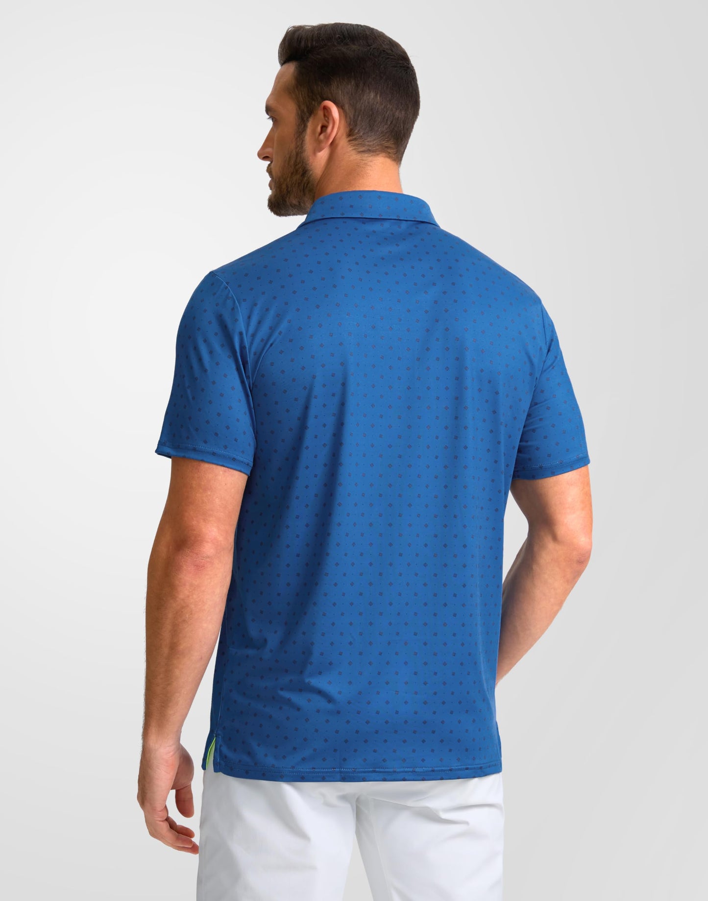 Obla Mens Golf Polo Shirts Short Sleeve Dry Fit Performance Moisture Wicking Casual Print Collared Golf Shirts for Men(Blue Circle_L)