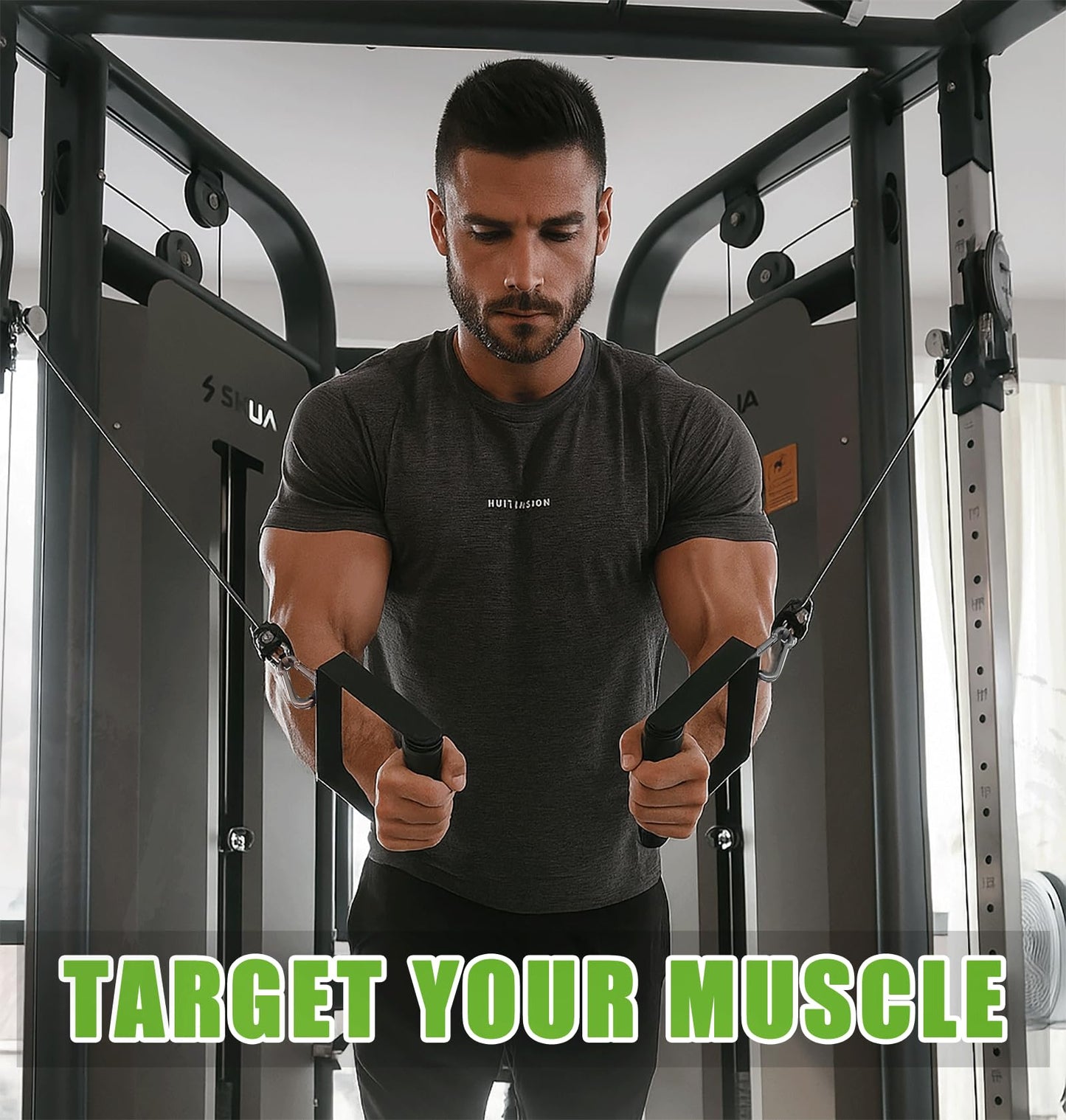 D Handle Cable Attachment, Exercise handles for Gym,Heavy Duty Working Out Handles, Durable Cable handles with Rubber Non-Slip and Comfortable Grip (2 PCS)