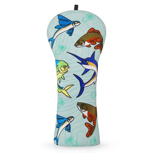 Craftsman Golf Salmon Fish Golf Driver Headcover Funny Driver Head Cover Fly Fishing Design PU Leather Fits 460cc Club Heads