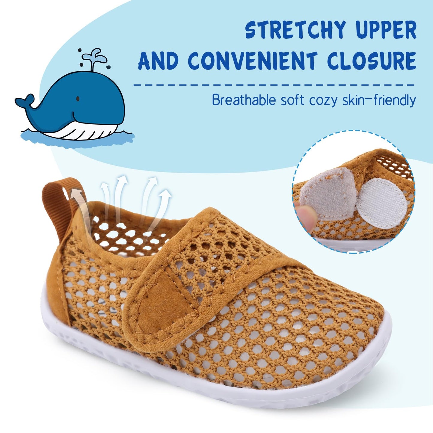 LeIsfIt Kids Water Shoes Toddler Girls Boys Swim Shoes Outdoor Quick-Dry Breathable Aqua Socks for Beach Pool Surf, Brown, 12 Little Kid
