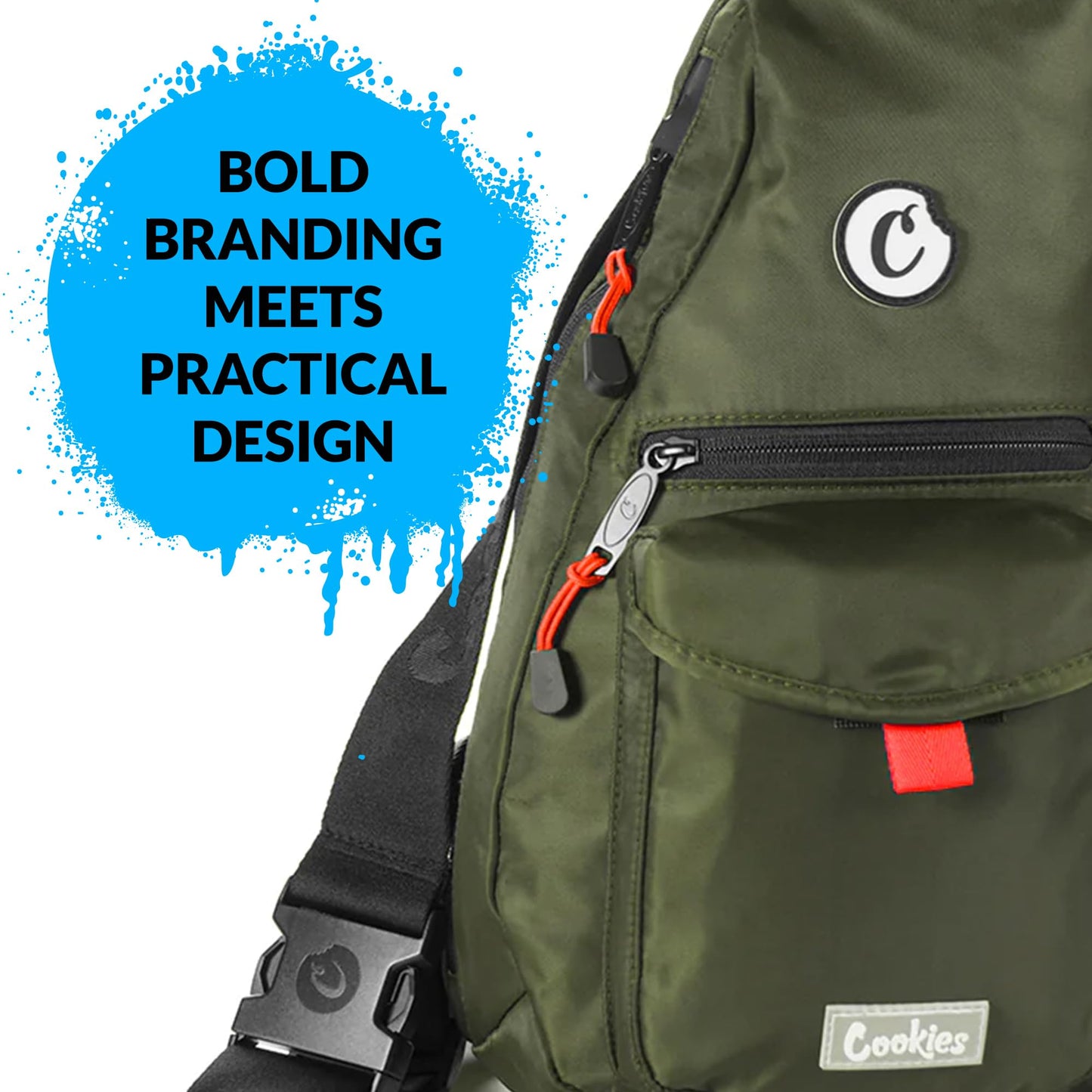 COOKIES Travel Sling Bag 7.1 L - Unisex Crossbody Bag for Men & Women, Lightweight Shoulder Bag for Hiking & Travel - Olive