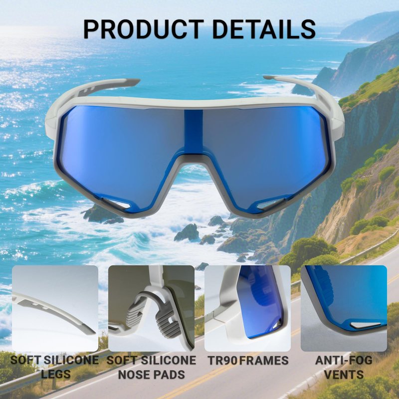 ReTang Wrap Around Sunglasses for Men Women TR90 Sports Glasses for Running Cycling Fishing Driving UV400 Protection Windproof