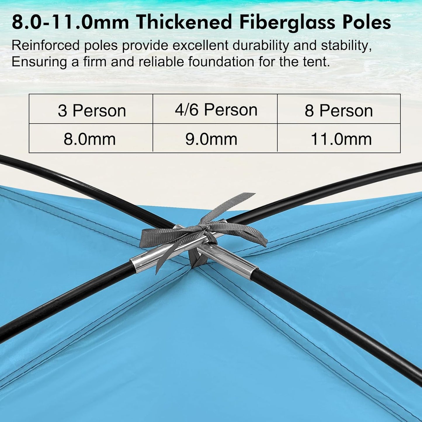 WhiteFang Beach Tent - Anti-UV Portable Sun Shade Shelter for Up to 8 People | Extendable Floor & 3 Mesh Windows