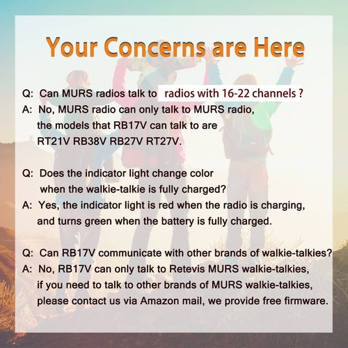 Retevis RB17V MURS Radios, Hunting Walkie Talkies Long Range,4400mAh Rechargeable Battery,SOS Alarm,2 Way Radios for Skiing Hiking Hunting(2 Pack) (with high gain Antenna)