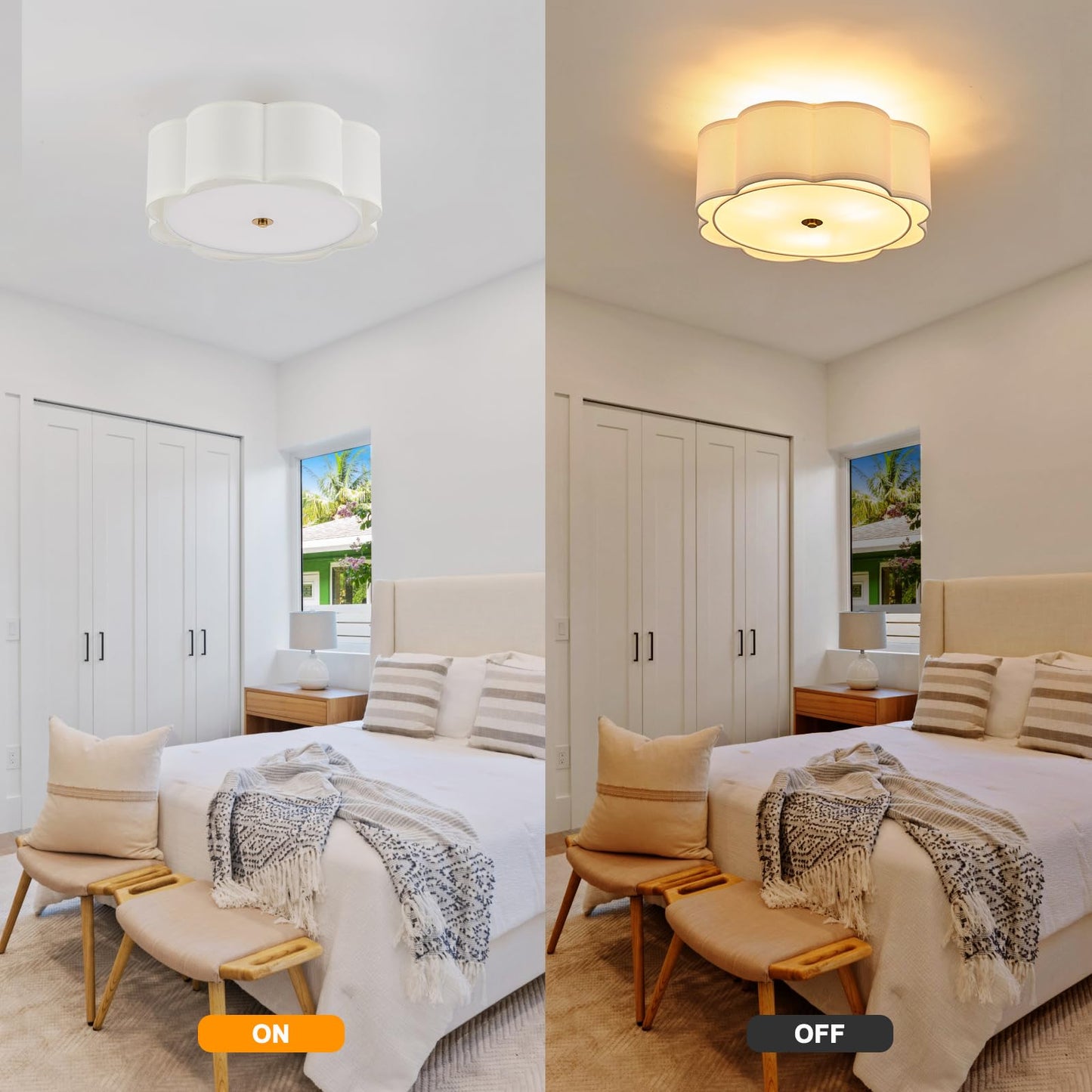 Widluth Modern Semi Flush Mount Ceiling Light 18" Modern Gold Drum Ceiling Lighting Fixture with Linen Shade Vintage Ceiling Lamp for Living Room, Bedroom, Kitchen, Dining Room, Hallway, and Entryway