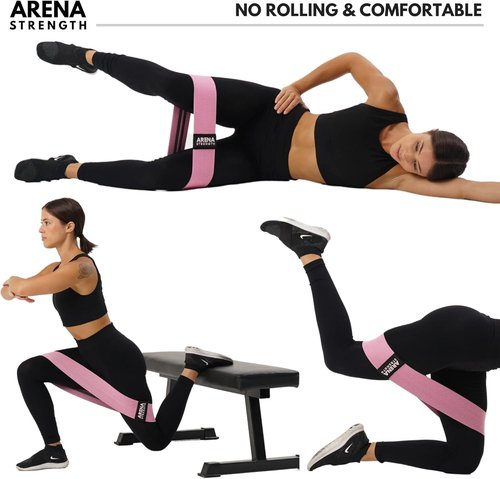 Arena Strength Fabric Booty Bands - Premium Fabric Resistance Bands for Legs & Butt | Includes Workout Guide & Carry Case