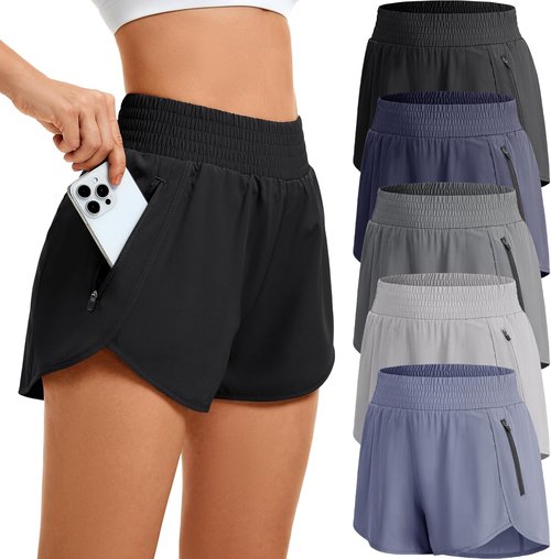 CE' CERDR Women's High Waisted Athletic Running Shorts - Comfortable Workout Shorts with Pockets