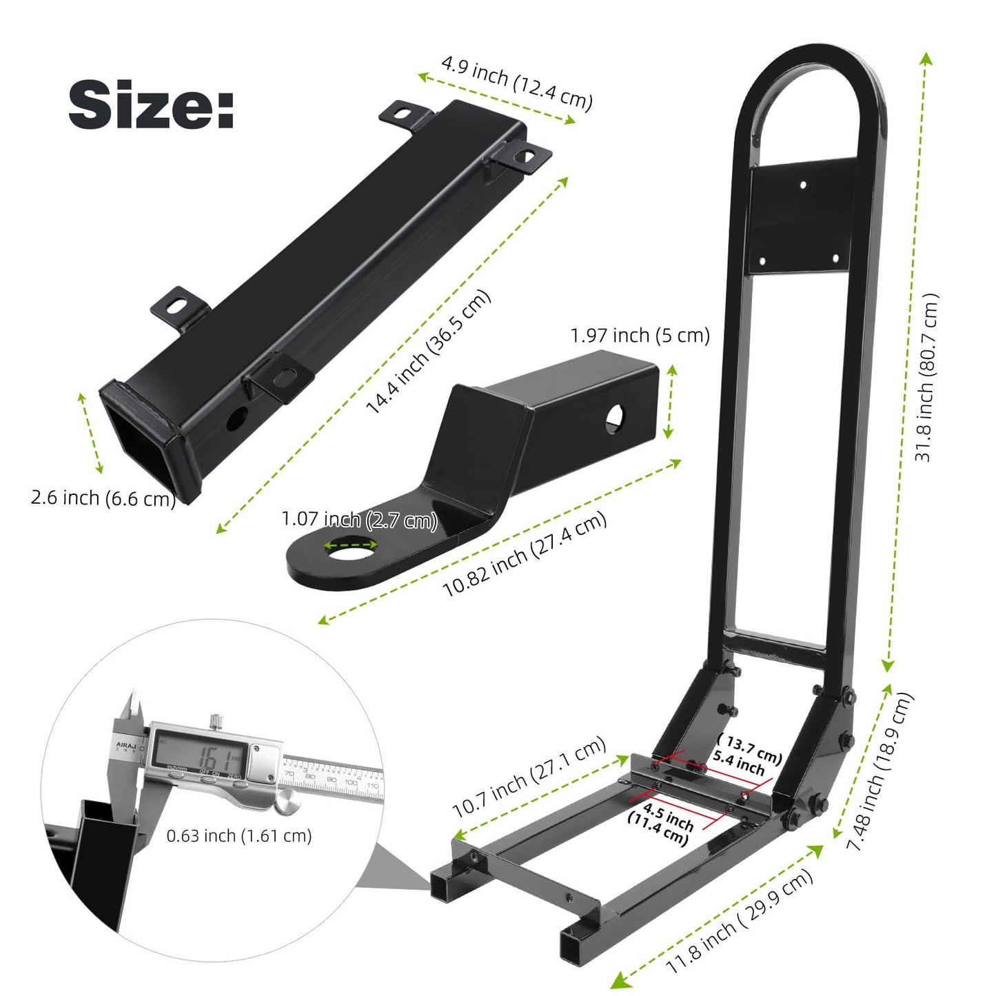 Roykaw Golf Cart Rear Seat Grab Bar & Trailer Hitch with Receiver Assembly Universal Compatible with EZGO Club Car Yamaha, Convenient to Tow and Easy to Instal